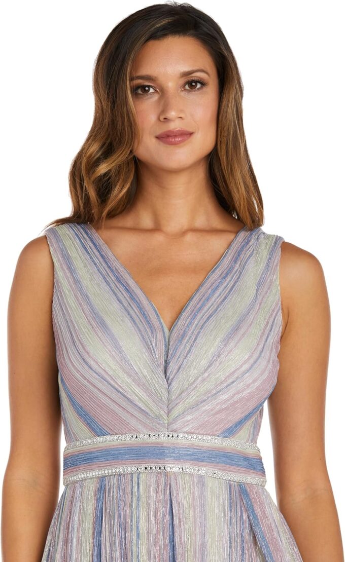 R&M Richards Womens Metallic Hi-Low Evening Dress – Bild 2