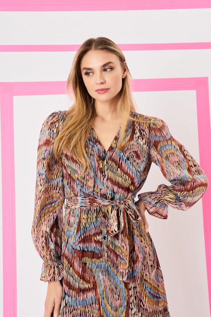 Donna Morgan Long Sleeve Midi Wrap Bridal Shower Or Wedding Guest Work Dresses for Women – Bild 5