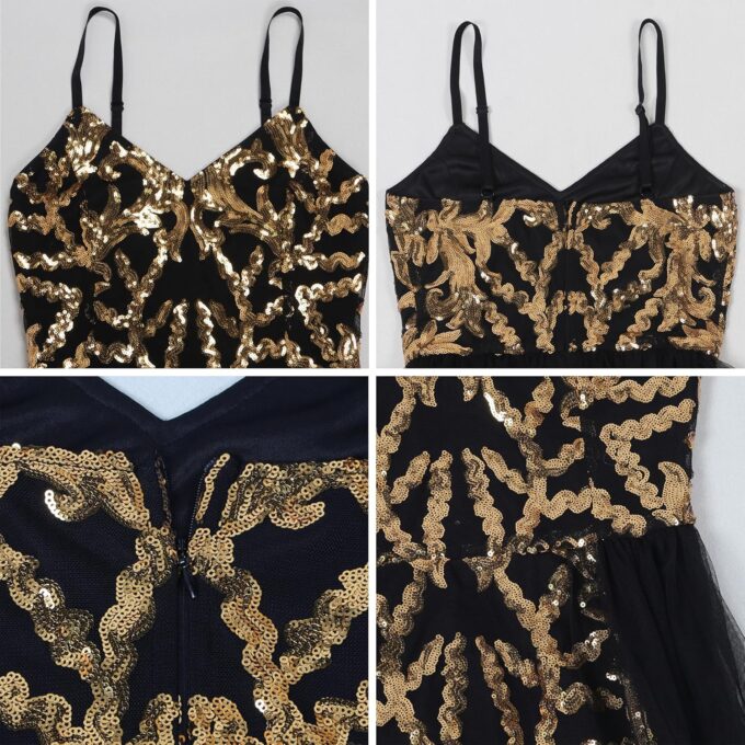 Women's Sexy Elegant Sparkly Sequins Party Club Night Bodycon Split Evening Dress – Bild 6