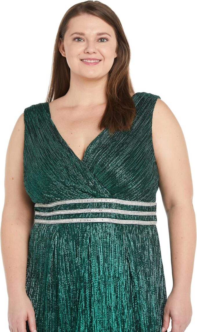 R&M Richards Womens Petites Metallic Long Evening Dress – Bild 5