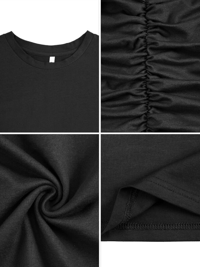 Laughido Women's Short Sleeve Ruched Bodycon Sundress Knee Length T Shirt Dresses 2025 Trendy Casual Outfits – Bild 4
