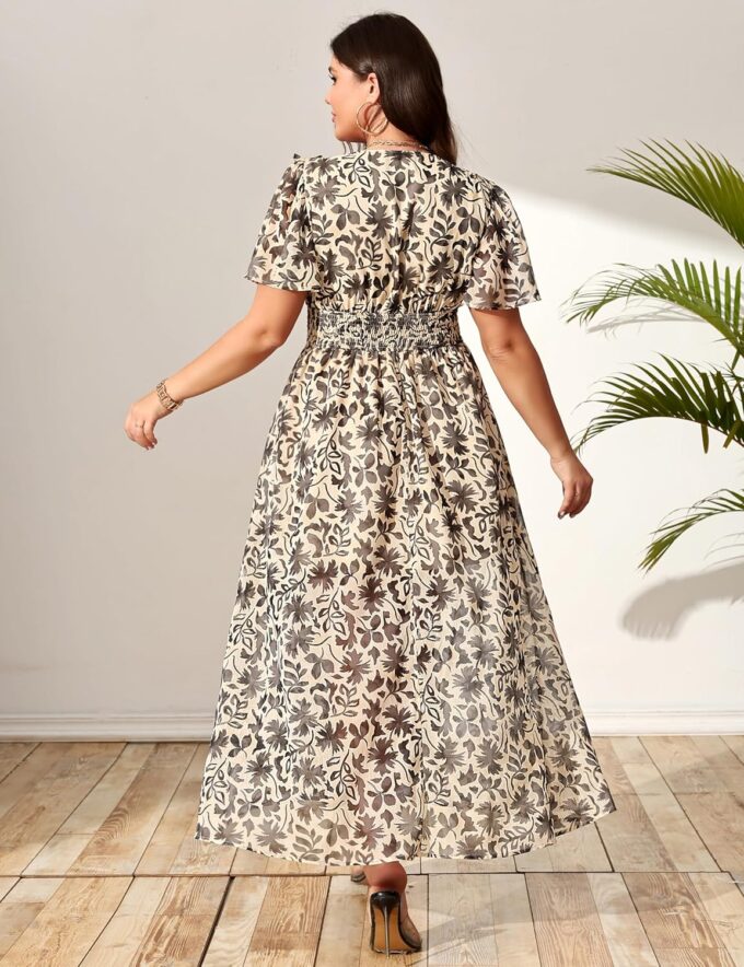 Wedding Guest Dresses for Women 2025 Elegant Classy Cocktail Gown Short Flutter Sleeve Floral Summer Maxi Dress – Bild 5