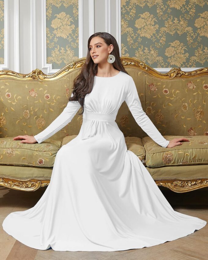 KOH KOH Womens Long Sleeve Flowy Empire Waist Fall Winter Party Gown – Bild 4