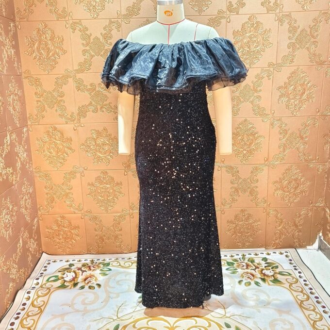 Sexy Elegant Off The Shoulder Sequin Formal Party Cocktail Bodycon Maxi Dress – Bild 4