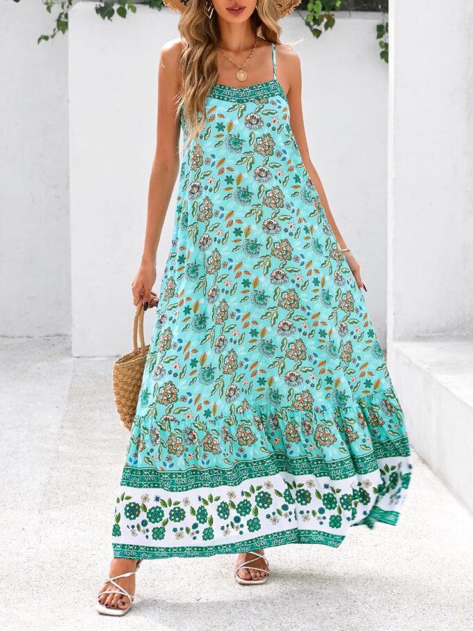 BTFBM Casual Women Summer Maxi Dresses 2025 Loose Sleeveless Sundress Spaghetti Strap Boho Long Dress Vacation – Bild 2