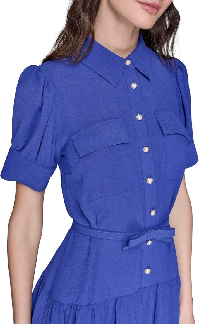 KARL LAGERFELD Women's Short Sleeve Collared Shirtdress – Bild 5