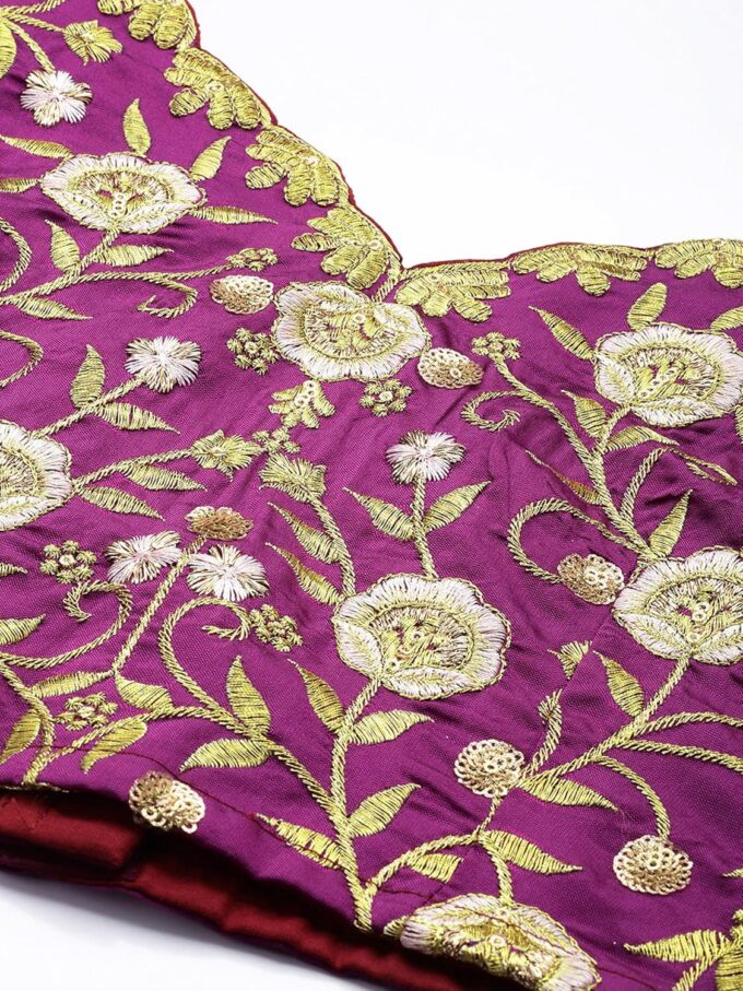 Fabcartz Readymade Embroidered Taffeta Satin Woven Lehenga Choli | Ready to Wear Wedding & Party Wear Outfit | PL132 – Bild 4