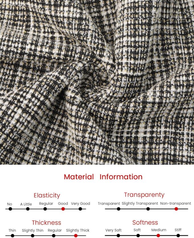 Hobemty Damen Tweed-Kleid, knielang, ärmellos, 2024, Arbeitskleid, A-Linie – Bild 5
