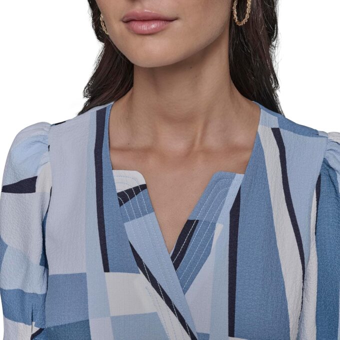 KARL LAGERFELD Women's Belted V Neck Short Sleeve Midi Dress – Bild 5