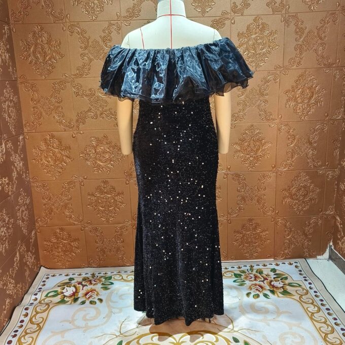 Sexy Elegant Off The Shoulder Sequin Formal Party Cocktail Bodycon Maxi Dress – Bild 5