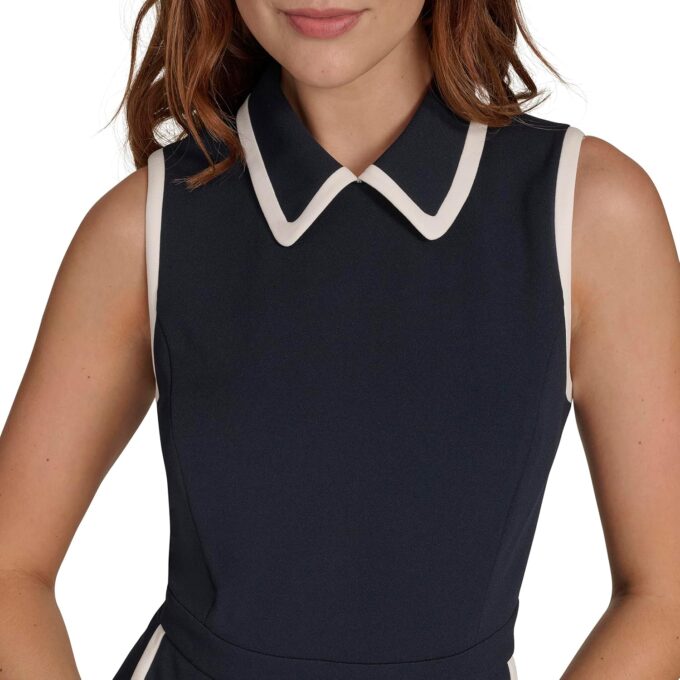 Tommy Hilfiger Womens Pocketed Collared Contrast Sleeveless Dress – Bild 5