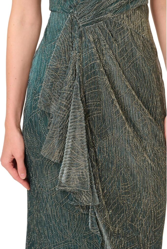 Adrianna Papell Women's Metallic Mesh Cascade Gown – Bild 4