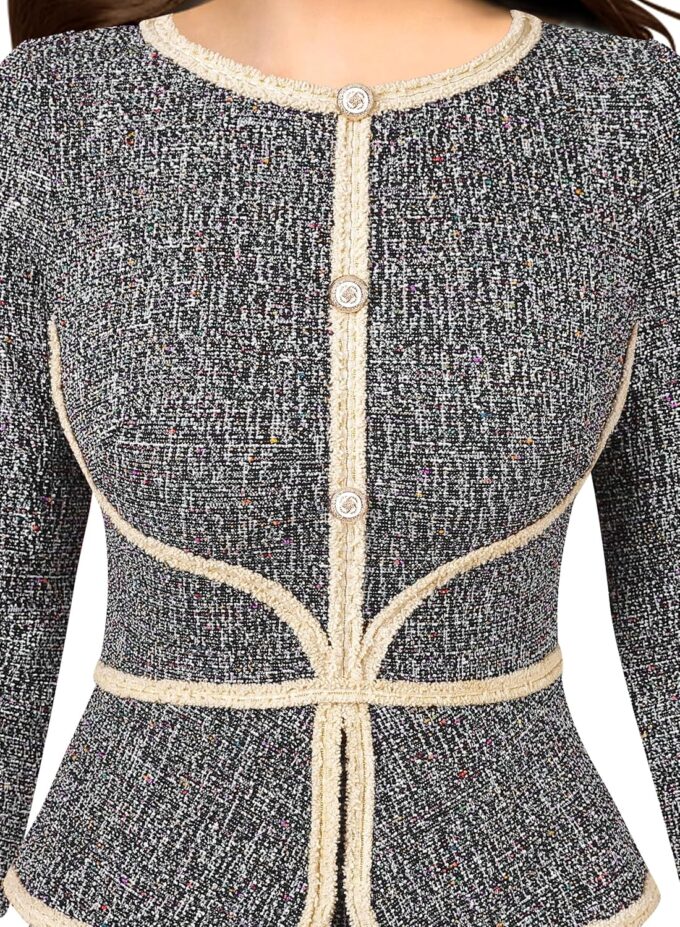 VFSHOW Damen Bleistiftkleid mit Schößchen, geteilt, für Arbeit, Büro, Kirche, Bleistiftkleid – Bild 3