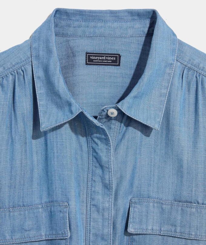 vineyard vines Women's Chambray Utility Margo Shirtdress – Bild 6